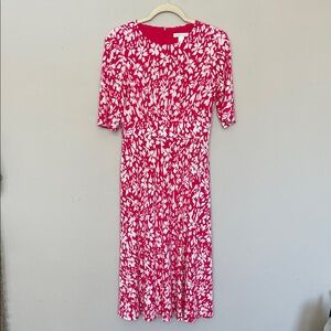 London Times Pink & White Printed Midi Dress